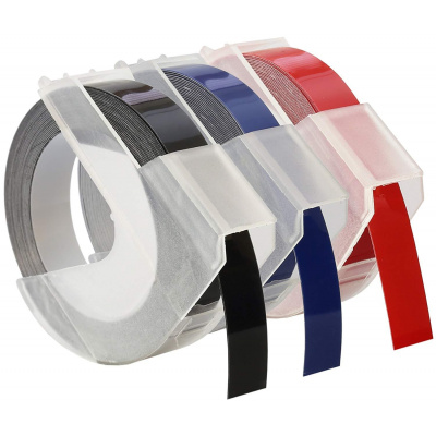 Taśma zamiennik Dymo S0847750, 9mm x 3 m, biały druk / czarny, niebieski, czerwona, 3 szt