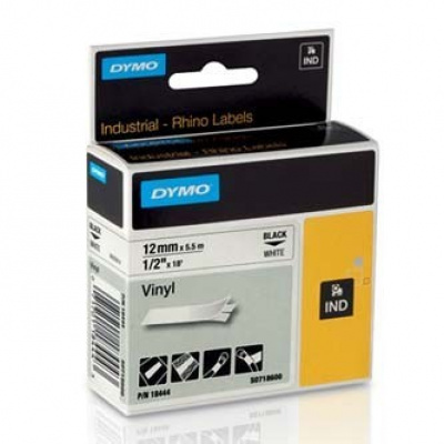 Dymo D1 18444, S0718600, 12mm x 5,5m czarny druk / biały podkład, taśma oryginalna