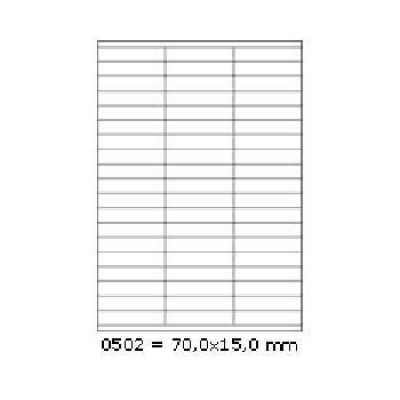 Samoprzylepne etykiety 70 x 15 mm, 57 etykiet, A4, 100 arkuszy