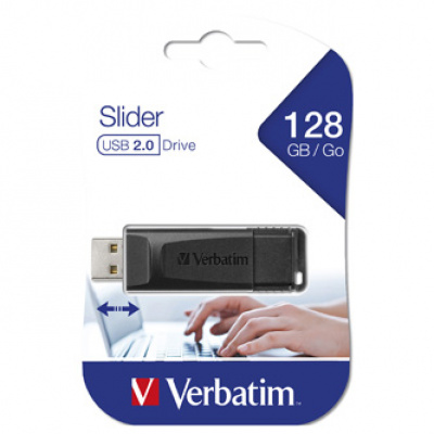Verbatim USB flash disk, USB 2.0, 128GB, Slider, černý, 49328