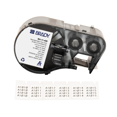 Brady M4-11-498 / 170785, 19.05 mm, Vinyl, czarny druk / biały podkład