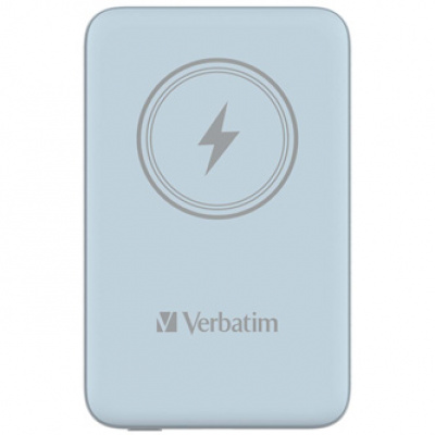 Verbatim, power banka s bezdrátovým nabíjením, 5V, nabíjení telefonu, 32247, 10 000mAh, přísavky pro přilnutí k telefonu, modrá