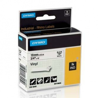 Dymo Rhino 18445, S0718620, 19mm x 5,5m czarny druk / biały podkład, taśma oryginalna