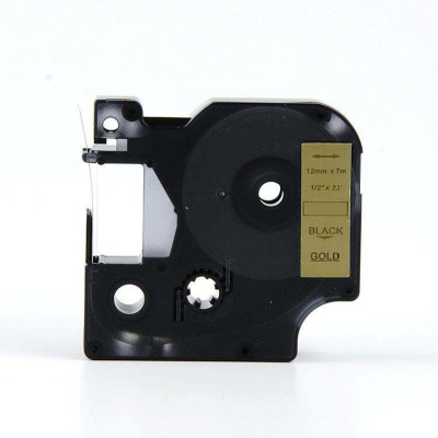 Taśma zamiennik Dymo 40923, 9mm x 7m, czarny druk / złoty podkład