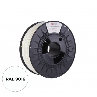 C-Tech 3DF-P-PLA1.75-9016 3D filament, PREMIUM LINE, PLA, RAL9016, 1,75mm, 1000g, Biały sygnałowy (Traffic white)