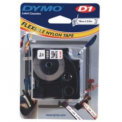 Dymo D1 16958, S0718050, 19mm x 3.5m, czarny druk / biały podkład, taśma oryginalna