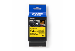 Brother TZ-FX651 / TZe-FX651, 24mm x 8m, czarny druk / żółty podkład, taśma oryginalna