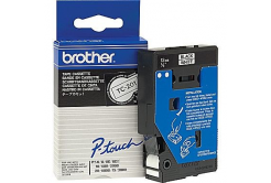 Brother TC-201, 12mm x 7,7m, czarny druk / biały podkład, taśma oryginalna