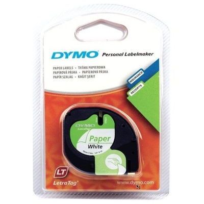 Dymo LetraTag 59421, S0721500, 12mm x 4m czarny druk / biały podkład, taśma oryginalna