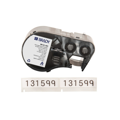 Brady M4-61-483 / 170771, 12.70 mm x 50.80 mm, Polyester, czarny druk / biały podkład