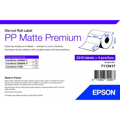 Epson, label roll, synthetic, 102x51mm
