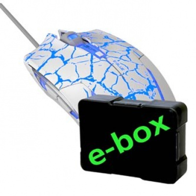 E-blue Mysz Cobra EMS624WHCA-IU, 2500DPI, optyczna, 6 przycisków, przewodowy USB, biały-niebieski, gamingowa, e-box