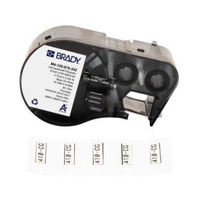 Brady M4-125-075-342 / 170721, 19.05 mm x 5.97 mm, Polyolefin, czarny druk / biały podkład