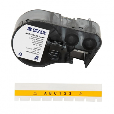 Brady M4C-250-595-YL-BK / 170950, 6.35 mm x 7.62 m, Winyl, czarny druk / żółty podkład