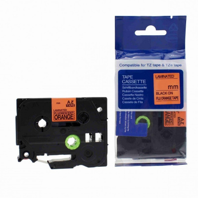 Brother HGe-B41, sygnał 18mm x 8m, czarny druk/pomarańczowy podkład, wysoka prędkość taśma zamiennik