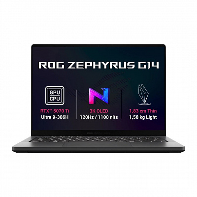 ASUS ROG Zephyrus G14/GU405AR-SY006W/U9-386H/14"/2880x1800/32GB/1TB/RTX 5070Ti/W11H/Szary/2R