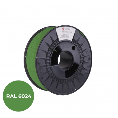 C-Tech 3DF-P-PLA1.75-6024 3D filament, PREMIUM LINE, PLA, RAL6024, 1,75mm, 1000g, Zielony sygnałowy (Traffic green)