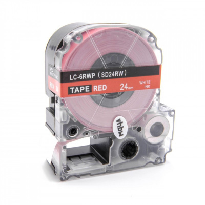 Epson LK-6RWP, SD24RW, 24mm x 9m, biały druk / czerwony podkład, taśma zamiennik