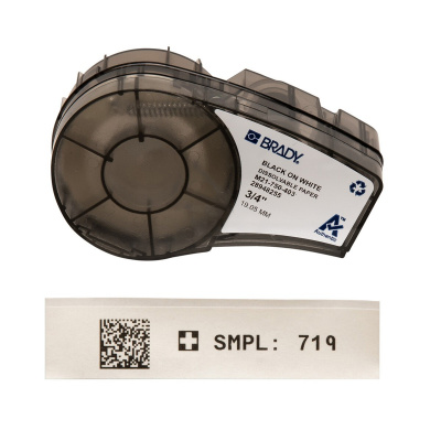 Brady M21-750-403 / 149608, 19.05 mm x 6.40 m, Paper, czarny druk / biały podkład