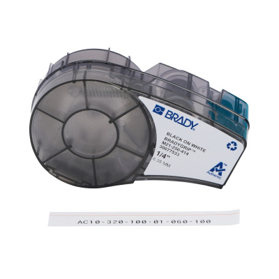 Brady M21-250-414 / 151514, 6.35 mm x 3.048 m, Polyester, czarny druk / biały podkład