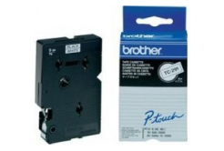 Brother TC-291, 9mm x 7,7m, czarny druk / biały podkład, taśma oryginalna