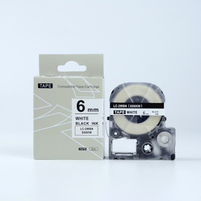 Epson LK-2WBN, SS6KW, C53S652003, 6mm x 9m, czarny druk / biały podkład, taśma zamiennik