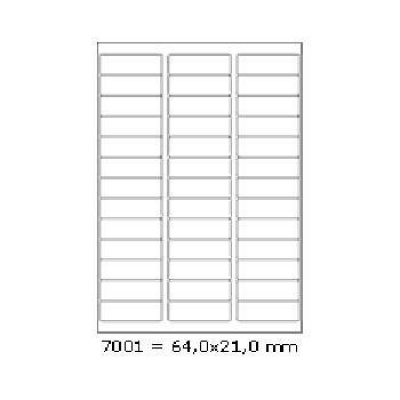 Samoprzylepne etykiety 64 x 21 mm, 39 etykiet, A4, 100 arkuszy