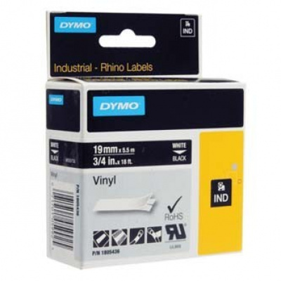 Dymo Rhino 1805436, 19mm x 5,5m, biały druk / biały podkład, taśma oryginalna
