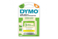 Dymo 91241, S0721800, 12mm x 4m, černý tisk/bílý, žlutý, stříbrný podklad, 3ks, originální páska