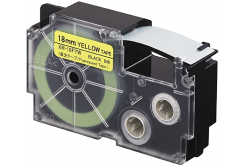 Casio XR-18FYW , 18mm x 8m, czarny druk / sygnał żółty podkład, taśma zamiennik