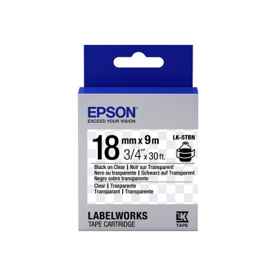 Epson LabelWorks LK-5TBN C53S655008 18mm x 9m, czarny druk / przezroczysty podkład, taśma oryginalna