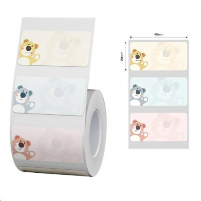 Niimbot A2A78838501, 40x20mm, 320szt., Misie, kolorowe etykiety samoprzylepne