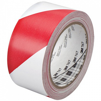 Taśma PVC 3M 767 biało-czerwona, 50 mm x 33 m