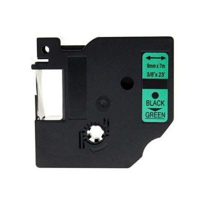 Taśma zamiennik Dymo 40919, S0720740, 9mm x 7m czarny druk / zielony podkład