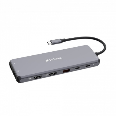 Verbatim 32153 USB-C Hub, Multiport Pro 13 Port, 6x USB-A, 2x USB-C, 2x HDMI, DP, RJ45, 3.5mm Jack audio, szary
