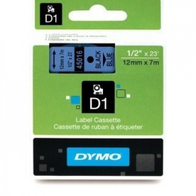 Dymo D1 45016, S0720560, 12mm x 7m czarny druk / niebieski podkład, taśma oryginalna