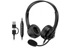 Genius HS-235U AI sluchátka s mikrofonem, drátová, černá