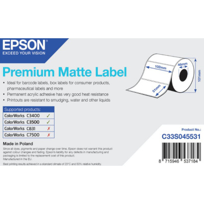 Epson C33S045531 label roll, normal paper, 102x51mm