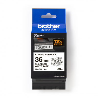 Brother TZ-S261 / TZe-S261 Pro Tape, 36mm x 8m, czarny druk/biały podkład, taśma oryginalna