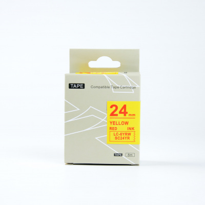 Epson LK-6YRN, SC24YR, 24mm x 9m, czerwony druk / żółty podkład, taśma zamiennik
