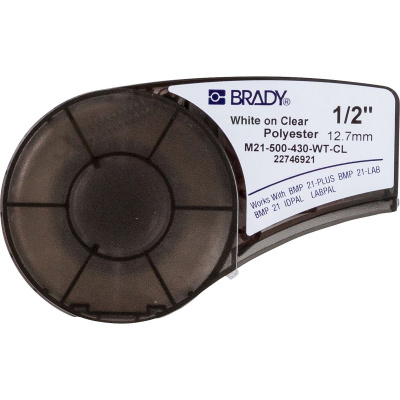 Brady M21-500-430-WT-CL / 139747, taśma poliestrowa, 12.70 mm x 6.40 m