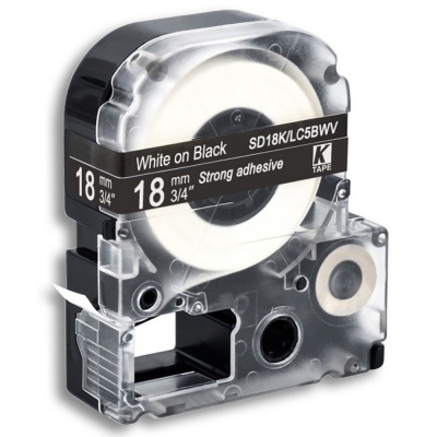 Epson LK-5BWV, SD18KW, C53S655014, 18mm x 9m, biały druk / czarny podkład, taśma zamiennik