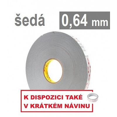 3M VHB™ 4936-P, gr. 0,64 mm; jasnoszara dwustronna bardzo mocno klejąca taśma akrylowa 12 mm x 3 m