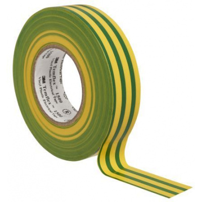 3M Temflex 1500 Taśma elektroizolacyjna , 19 mm x 20 m, zielony i żółty