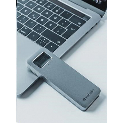 VERBATIM zewnętrzny dysk SSD 1TB, Executive Fingerprint Secure SSD, USB 3.2 Gen 1/USB-C, (zapis: 356 MB/s, odczyt: 344 MB/s), szary