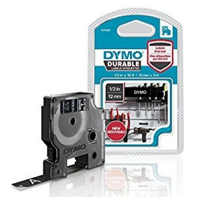 Dymo D1 1978365, 12mm x 3m, biały druk / biały podkład, permanentny winyl, taśma oryginalna