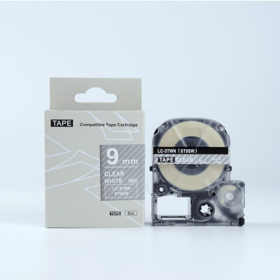 Epson LK-3TWN, ST9SW, 9mm x 9m, biały druk / przezroczysty podkład, taśma zamiennik