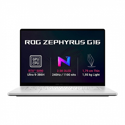 ASUS ROG Zephyrus G16/GU606AX-TB081W/U9-386H/16"/2560x1600/64GB/1TB/RTX 5090/W11H/Biały/2R