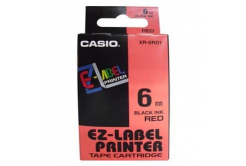 Casio XR-6RD1, 6mm x 8m, czarny druk / czerwony podkład, taśma oryginalna