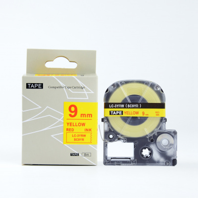 Epson LK-3YRN, SC9YR, 9mm x 9m, czerwony druk / żółty podkład, taśma zamiennik